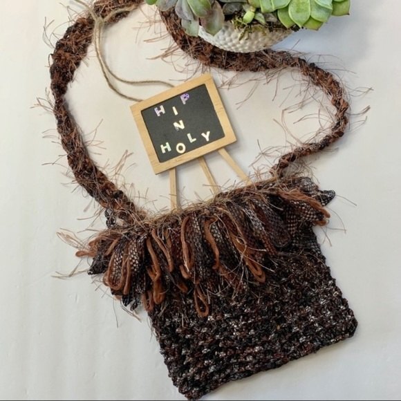 Hand Made Woven Bag Brown Tones One of A  Kind - Picture 2 of 7